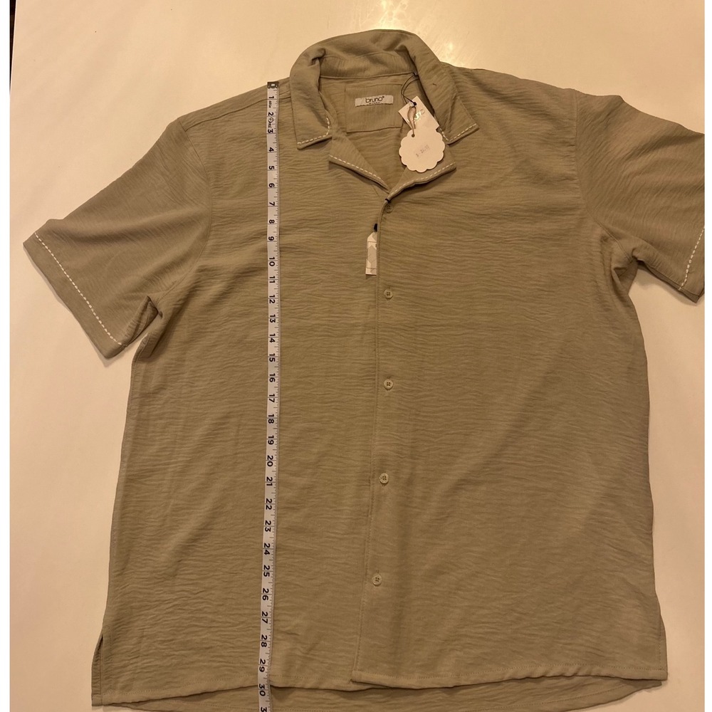 Bruno Milano‎ Mens Linen Blend Textured Short Sleeve Button Up Shirt XL Beige